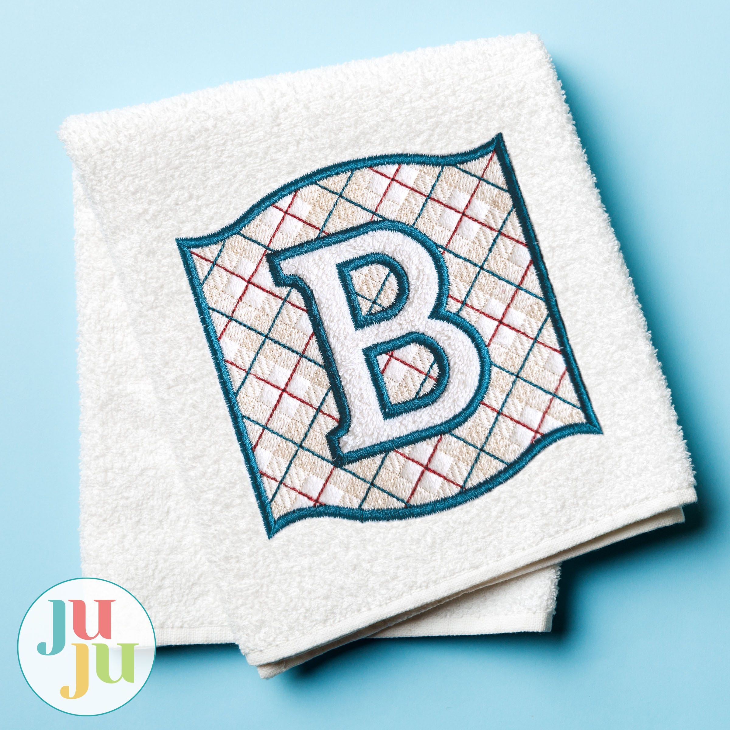 Embossed Plaid Alphabet Embroidery Font | Machine Embroidery Designs by JuJu