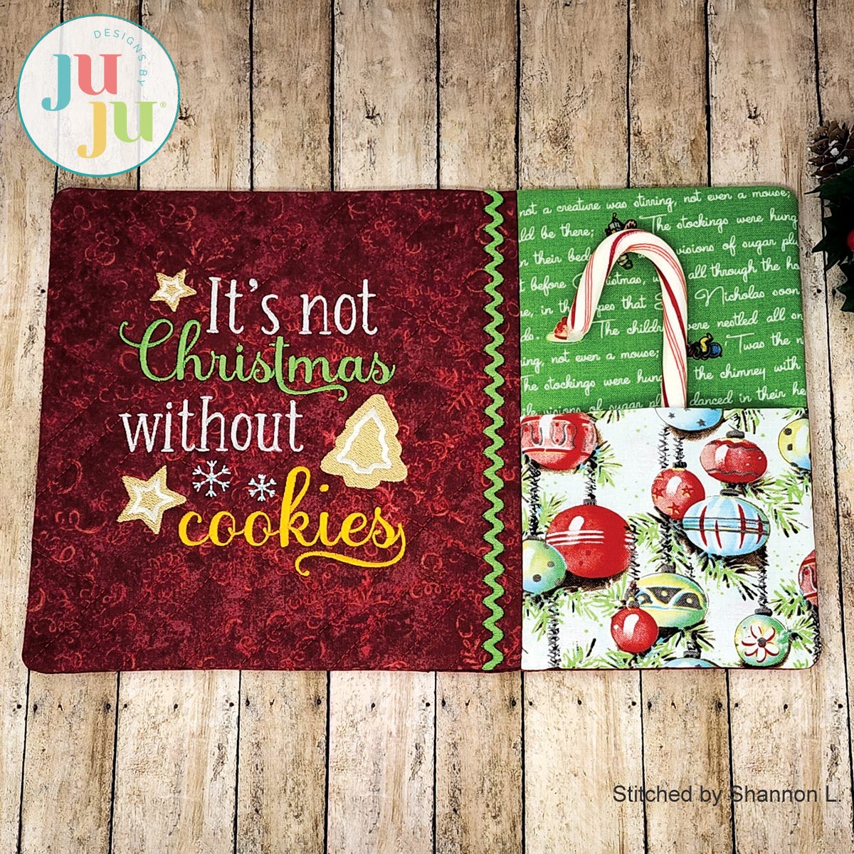 Christmas Cookies Mini Placemat by Oma's Place | Machine Embroidery Designs by JuJu
