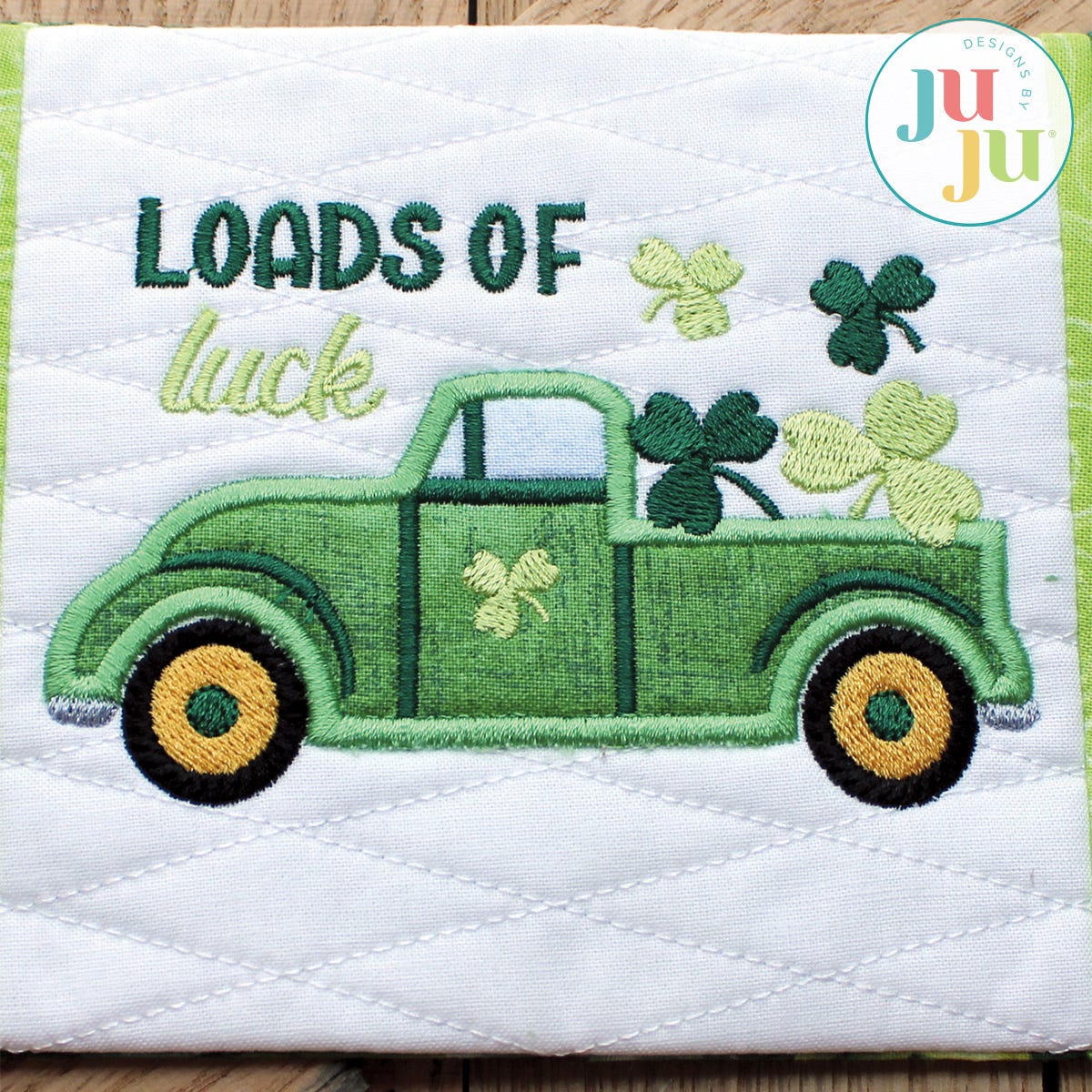 Applique Clover Truck Single by Oma's Place | Machine Embroidery Designs by JuJu