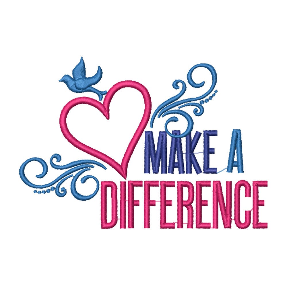 FREE Make a Difference Embroidery Design | Machine Embroidery Designs by JuJu