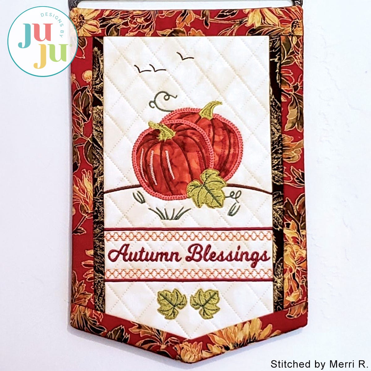 In The Hoop Autumn Blessing Banner Project by Oma's Place | Machine Embroidery Designs by JuJu