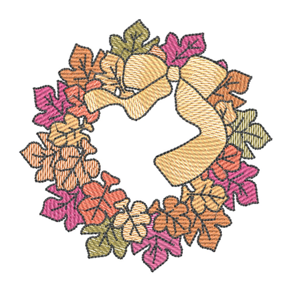 FREE Fall Leaves Wreath Embroidery Design | Machine Embroidery Designs by JuJu