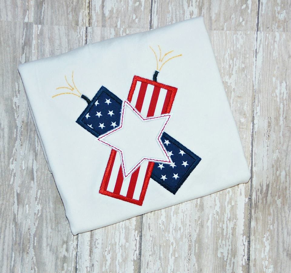Firecrackers Star Applique | Machine Embroidery Designs by JuJu