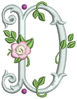 Vintage Rose Monogram Machine Embroidery Designs by JuJu