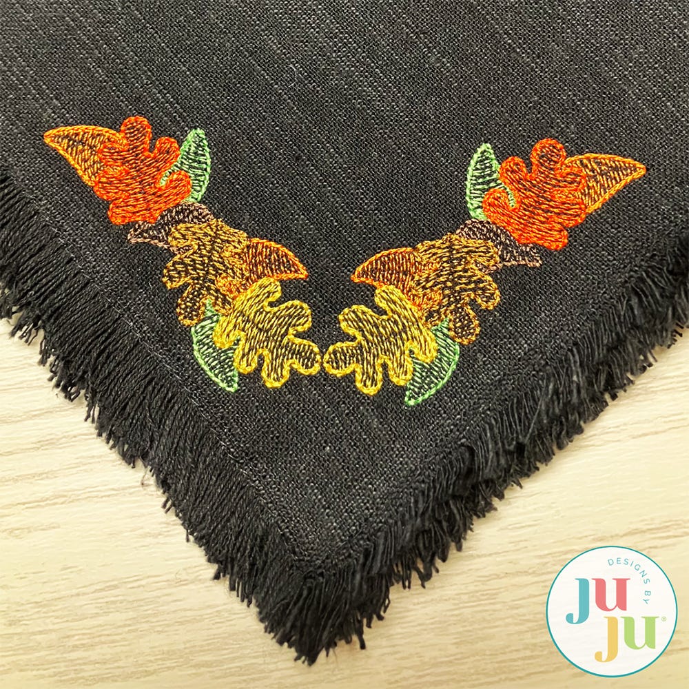 Fall Leaves Corner Embroidery Design | Machine Embroidery Designs by JuJu