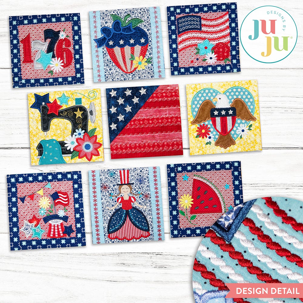 In The Hoop Star Spangled Stitches Project Set 1 | Machine Embroidery Designs by JuJu