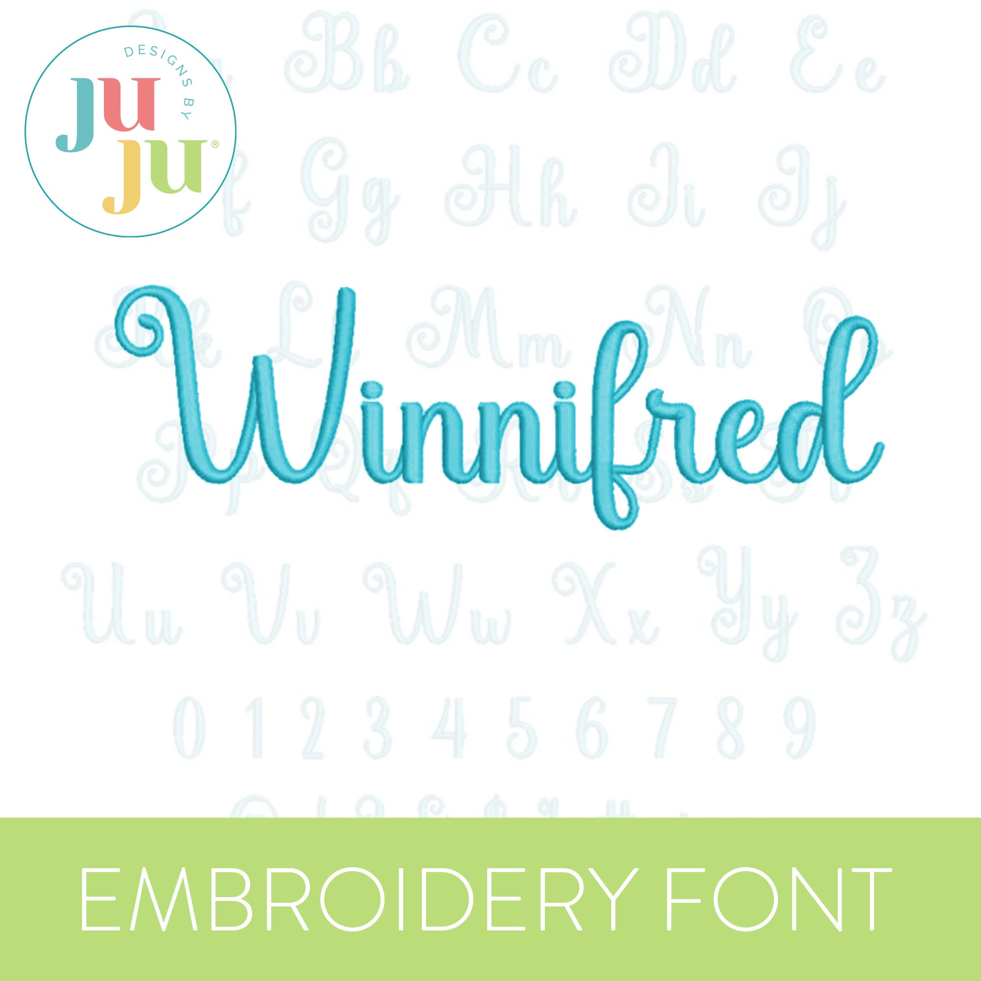 Winnifred Embroidery Font | Machine Embroidery Designs by JuJu