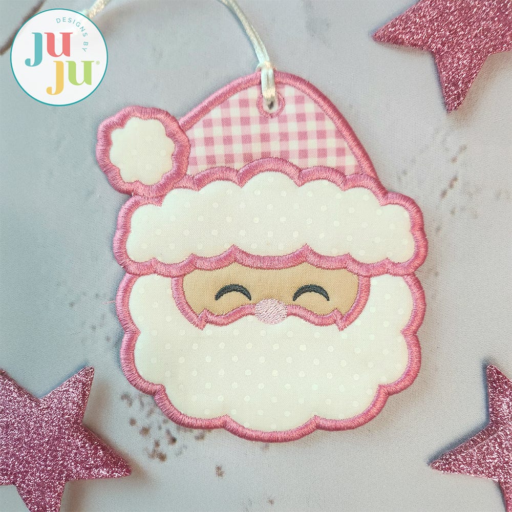 In The Hoop Sweet Santa Face Ornament Project | Machine Embroidery Designs by JuJu