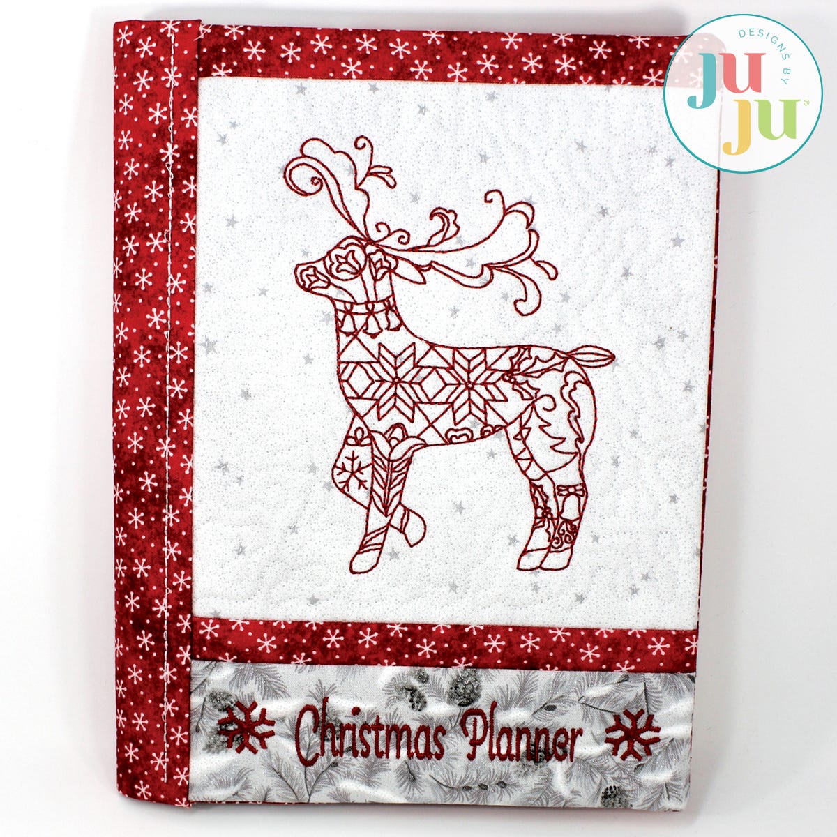 In The Hoop Christmas Planner Composition Notebook Cover Project by Oma's Place | Machine Embroidery Designs by JuJu