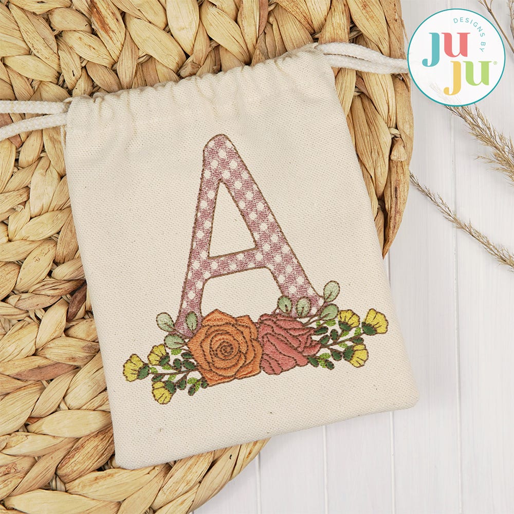 Floral Bouquet Monogram Embroidery Font | Machine Embroidery Designs by JuJu