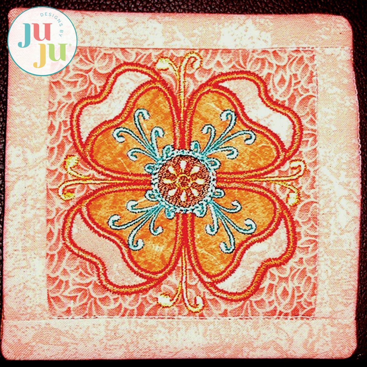 In The Hoop Modern Flower Coasters Project by Oma's Place | Machine Embroidery Designs by JuJu
