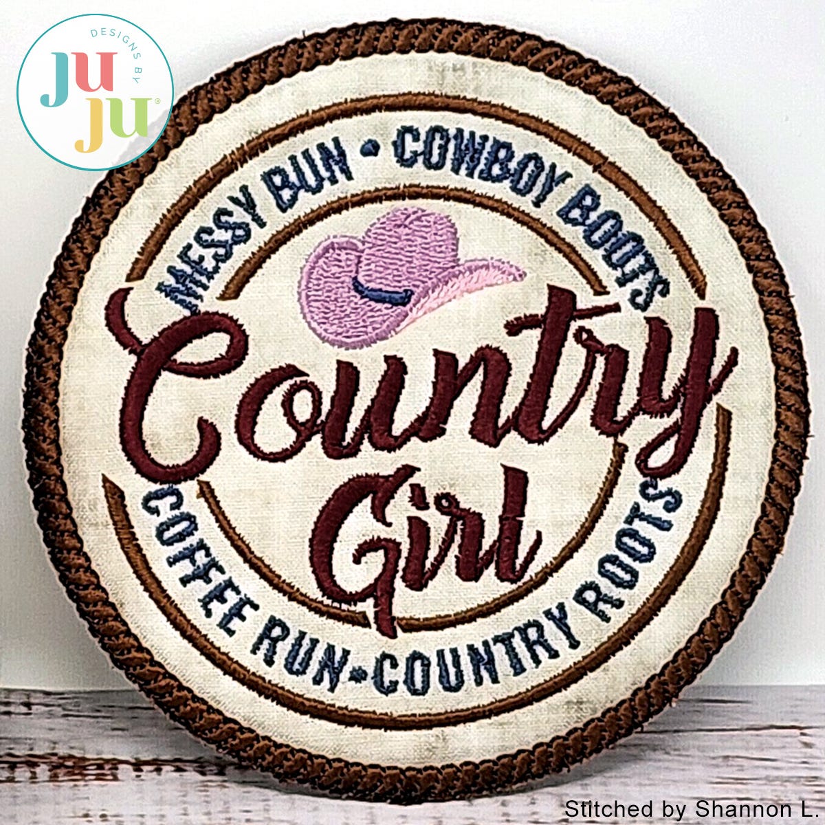 In The Hoop Country Girl Coaster Project by Oma's Place | Machine Embroidery Designs by JuJu