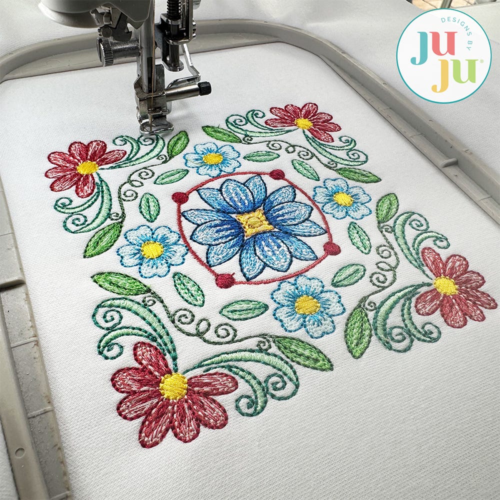 Floral Mandala 4 Embroidery Design | Machine Embroidery Designs by JuJu