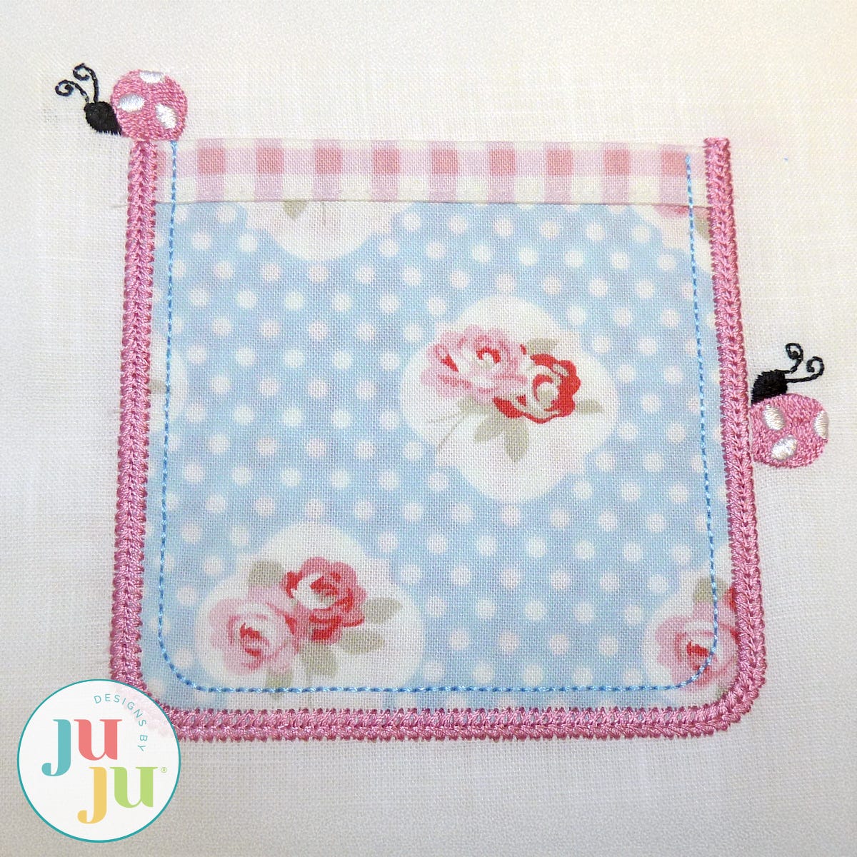 FREE Applique Pocket with Ladybugs by Oma's Place | Machine Embroidery Designs by JuJu