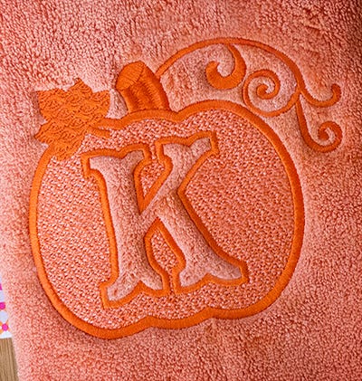 Embossed Pumpkin Monogram Alphabet Machine Embroidery Designs by JuJu