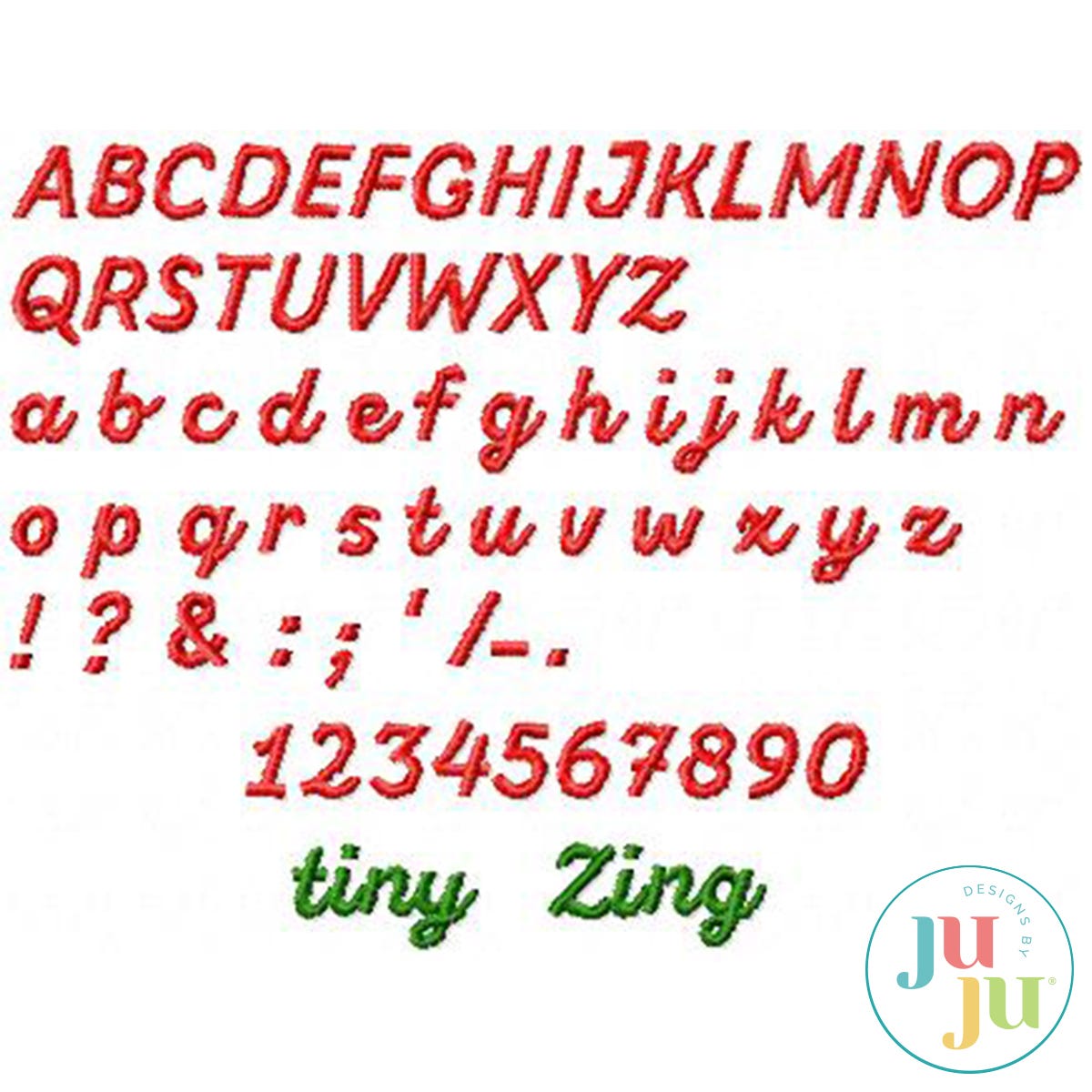 Zing Satin Stitch Embroidery Font by Oma's Place | Machine Embroidery Designs by JuJu