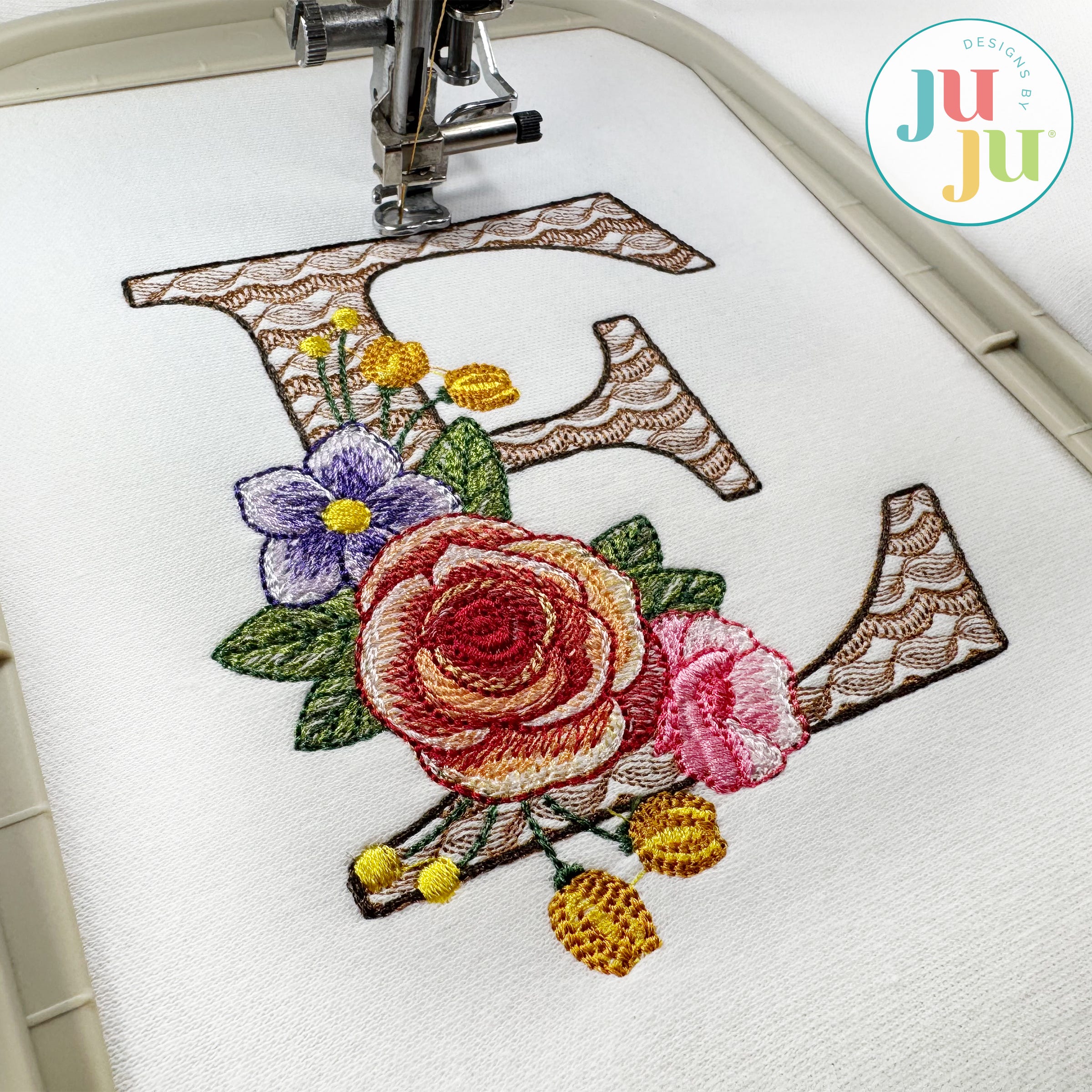 Nadia Monogram Embroidery Font | Machine Embroidery Designs by JuJu
