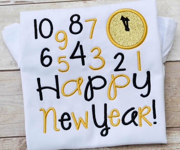 New Year Countdown Embroidery Design | Machine Embroidery Designs by JuJu