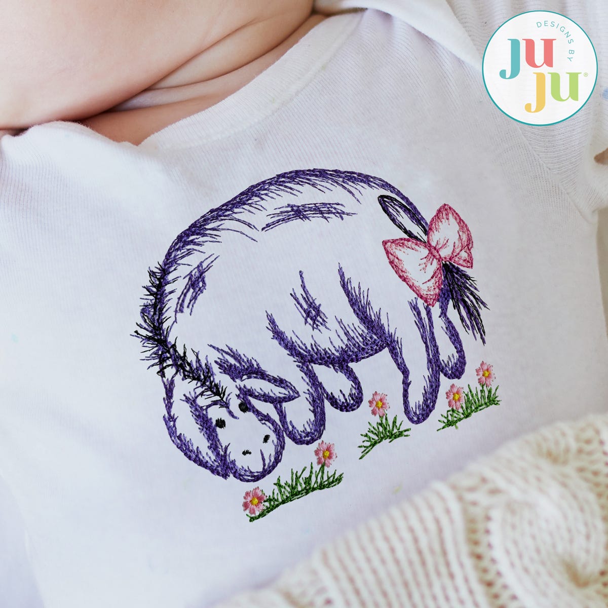 Watercolor Winnie-the-Pooh Eeyore Embroidery Design | Machine Embroidery Designs by JuJu