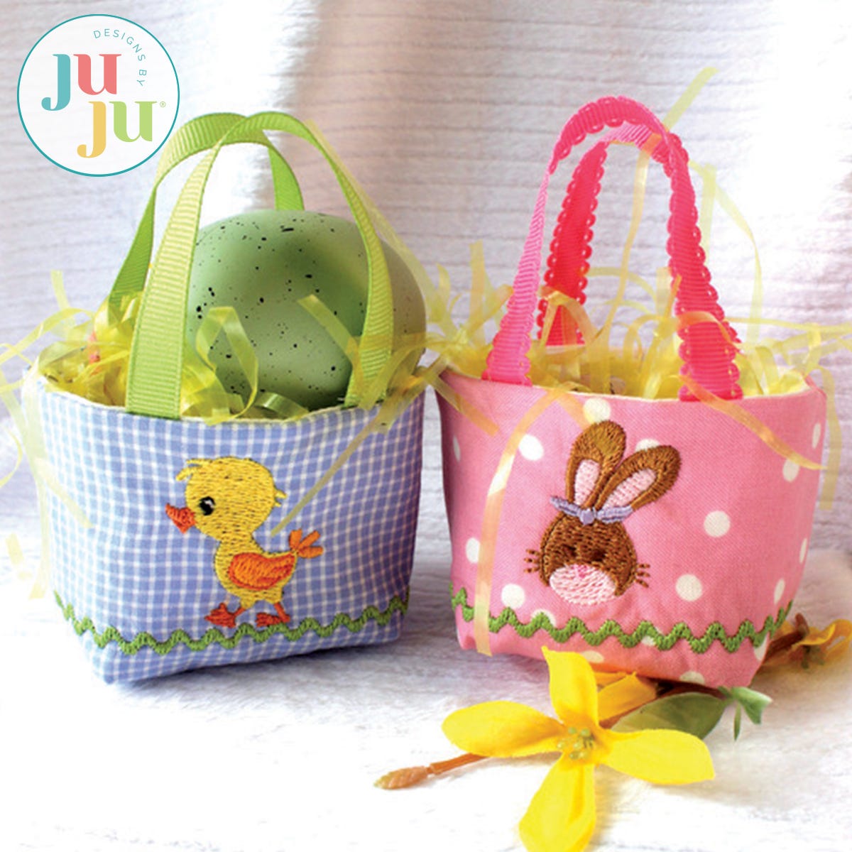 In The Hoop Mini Easter Basket Project by Oma's Place | Machine Embroidery Designs by JuJu
