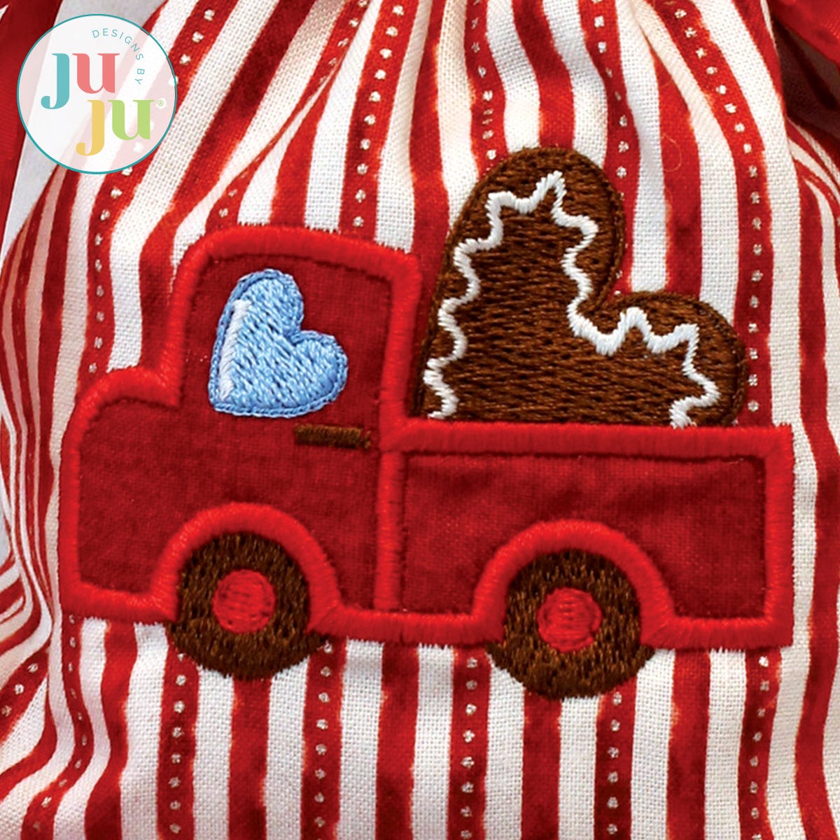 Applique Heart Truck Embroidery Design by Oma's Place | Machine Embroidery Designs by JuJu