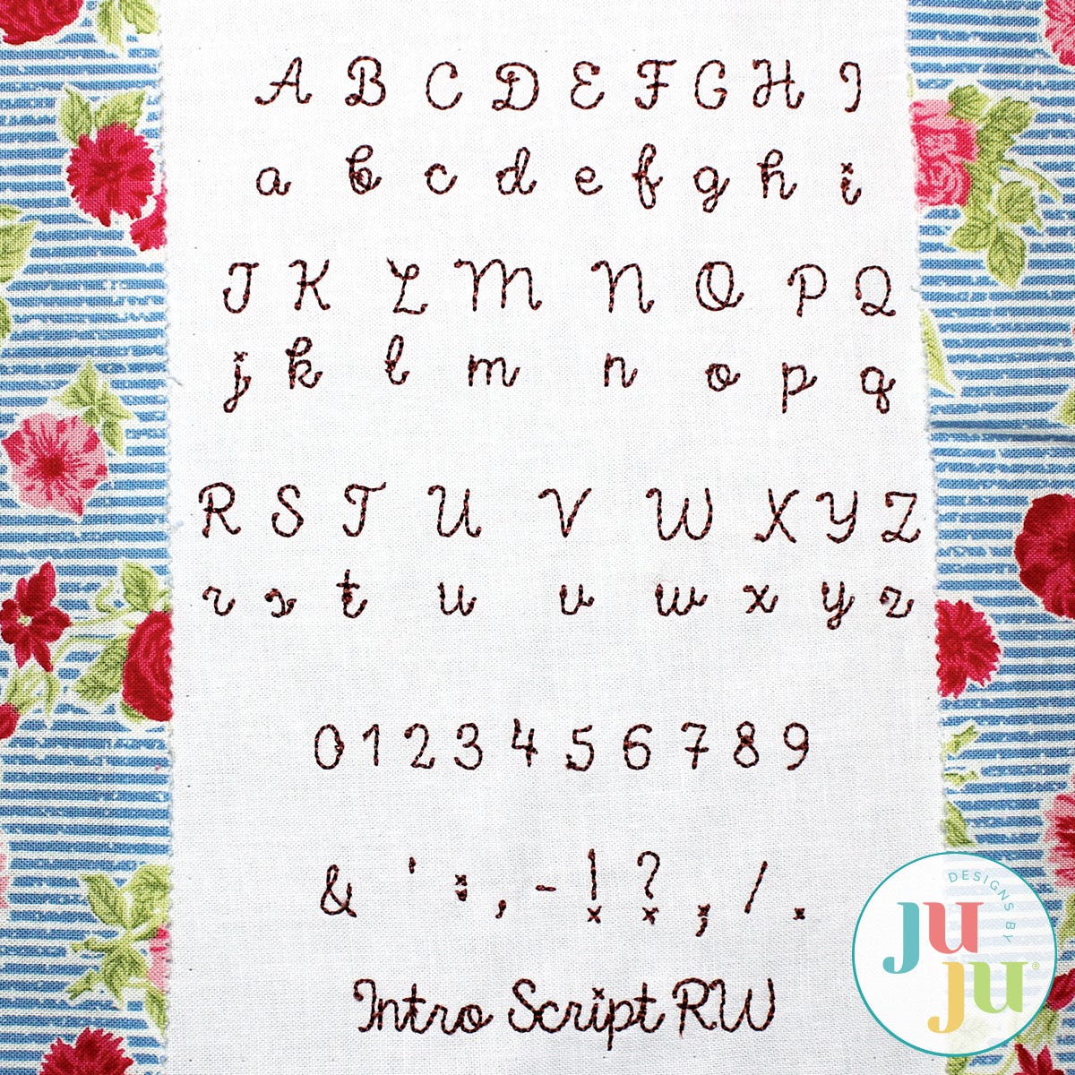 Intro Script Redwork Embroidery Font by Oma's Place | Machine Embroidery Designs by JuJu