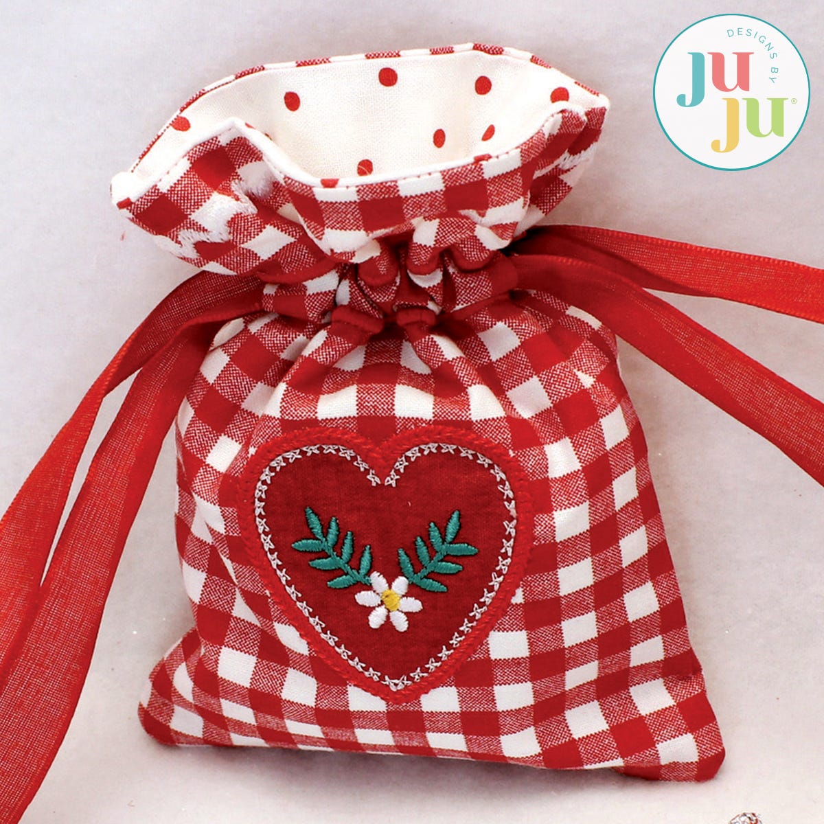 Valentine Drawstring Bags by Oma's Place | Machine Embroidery Designs by JuJu