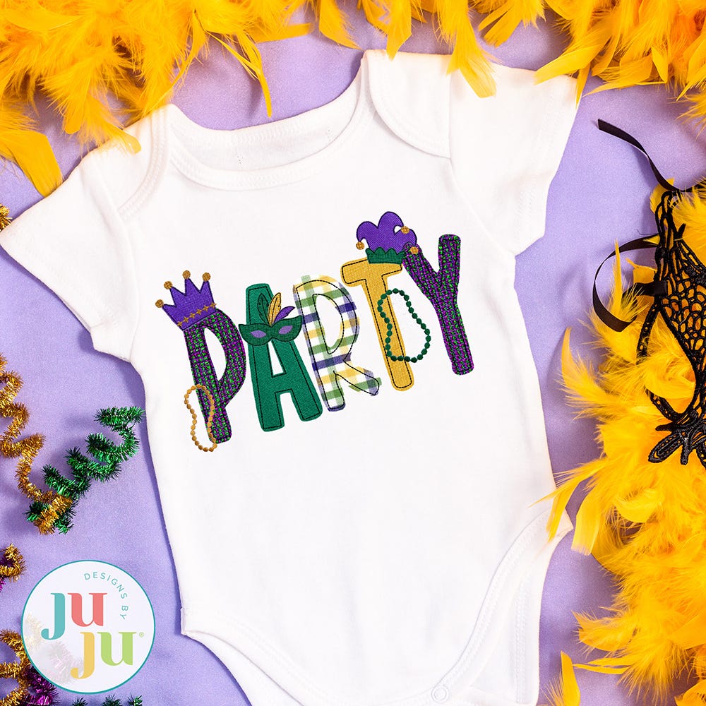 Mardi Gras Alphabet Embellishment Kit Embroidery Set | Machine Embroidery Designs by JuJu