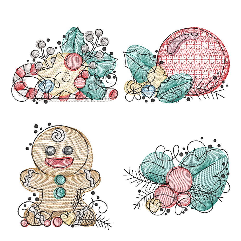 FREE Merry Christmas  Sketch Embroidery Designs | Machine Embroidery Designs by JuJu