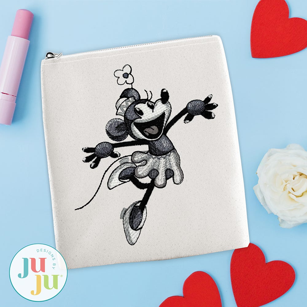 Steamboat Willie Girl Embroidery Design | Machine Embroidery Designs by JuJu