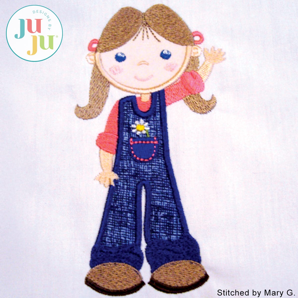Applique Farm Girl Embroidery Design by Oma's Place | Machine Embroidery Designs by JuJu