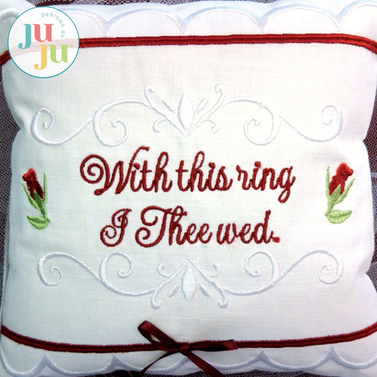 In The Hoop Roses and Scallops Ringbearer Pillow Project by Oma's Place | Machine Embroidery Designs by JuJu