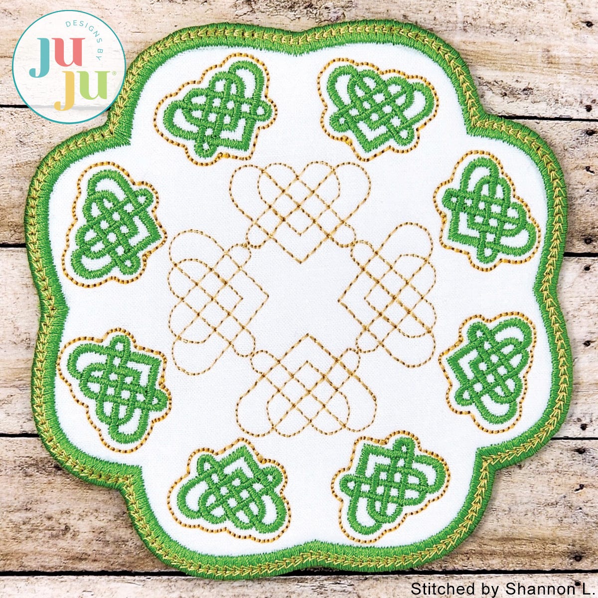 In The Hoop Celtic Candle Mat Project by Oma's Place | Machine Embroidery Designs by JuJu
