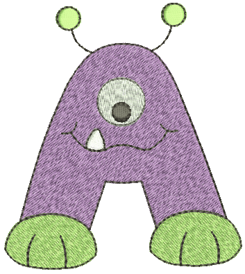 Monster Alphabet Filled Machine Embroidery Designs by JuJu