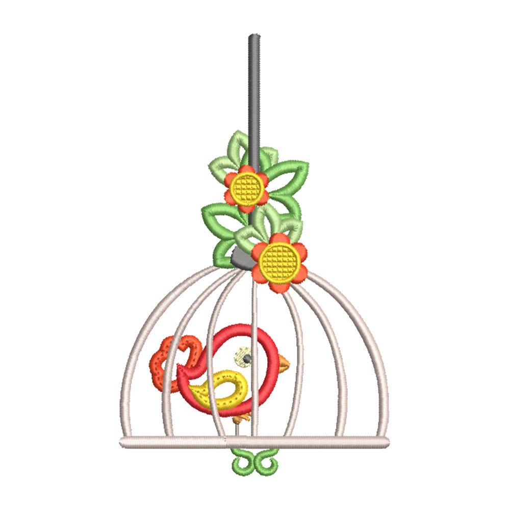 FREE Birdcage Embroidery Design | Machine Embroidery Designs by JuJu