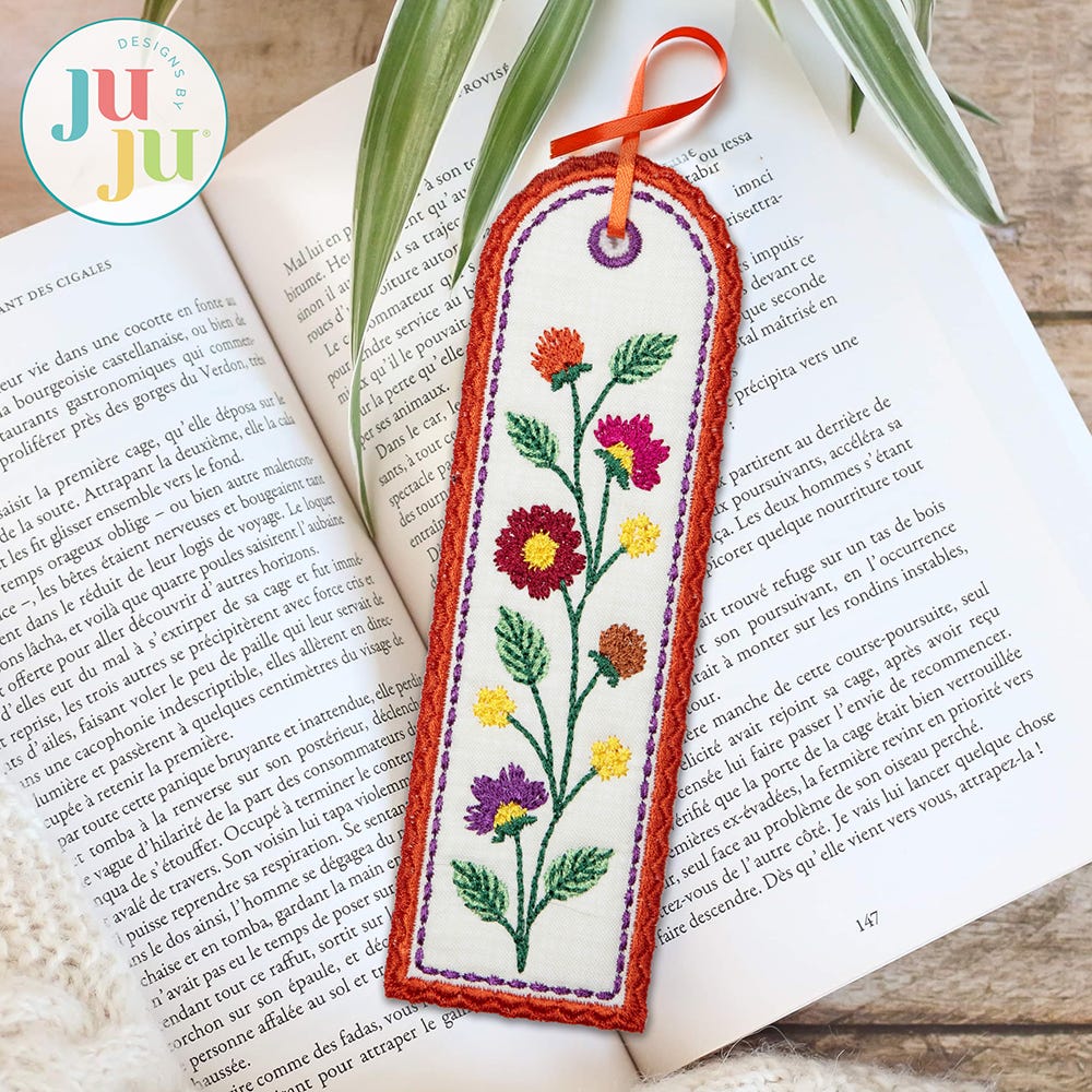 In The Hoop Floral Bookmarks Project | Machine Embroidery Designs by JuJu