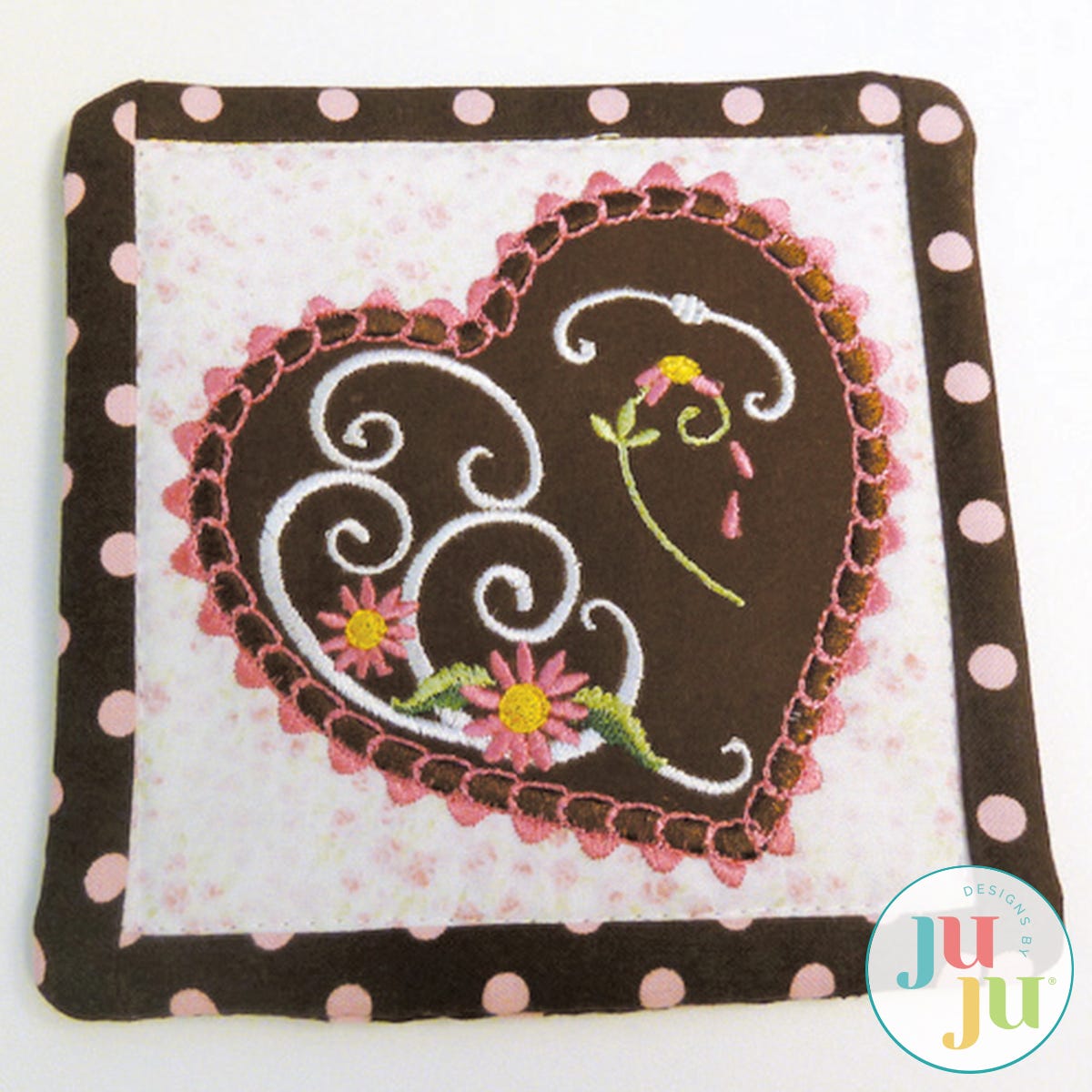 Heart Mug Coasters by Oma's Place | Machine Embroidery Designs by JuJu