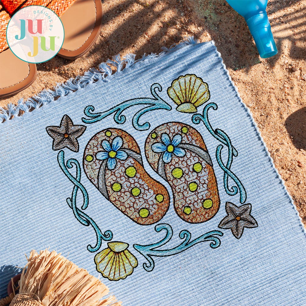 Flip Flops Embroidery Design | Machine Embroidery Designs by JuJu