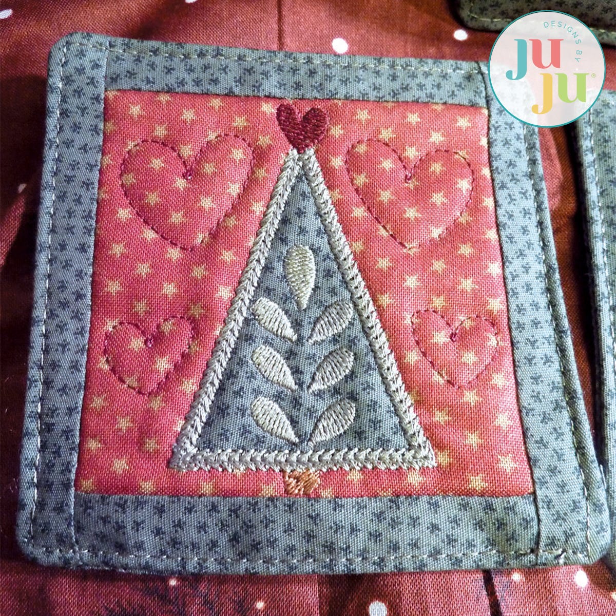 Christmas Coasters by Oma's Place | Machine Embroidery Designs by JuJu