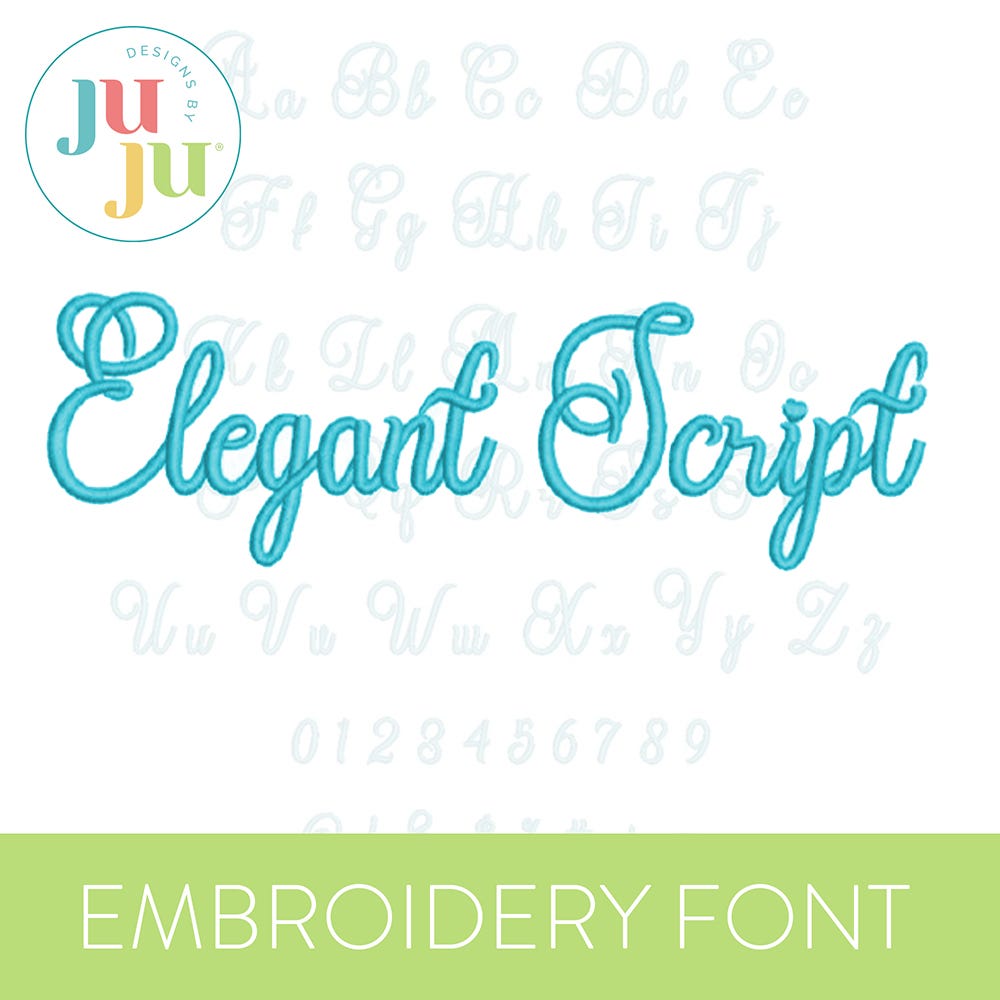 Elegant Script Satin Stitch Embroidery Font | Machine Embroidery Designs by JuJu