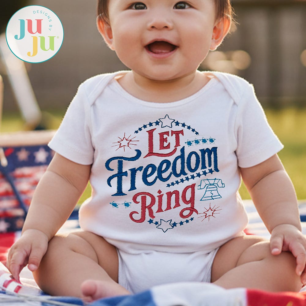 Let Freedom Ring Word Art Embroidery Design | Machine Embroidery Designs by JuJu