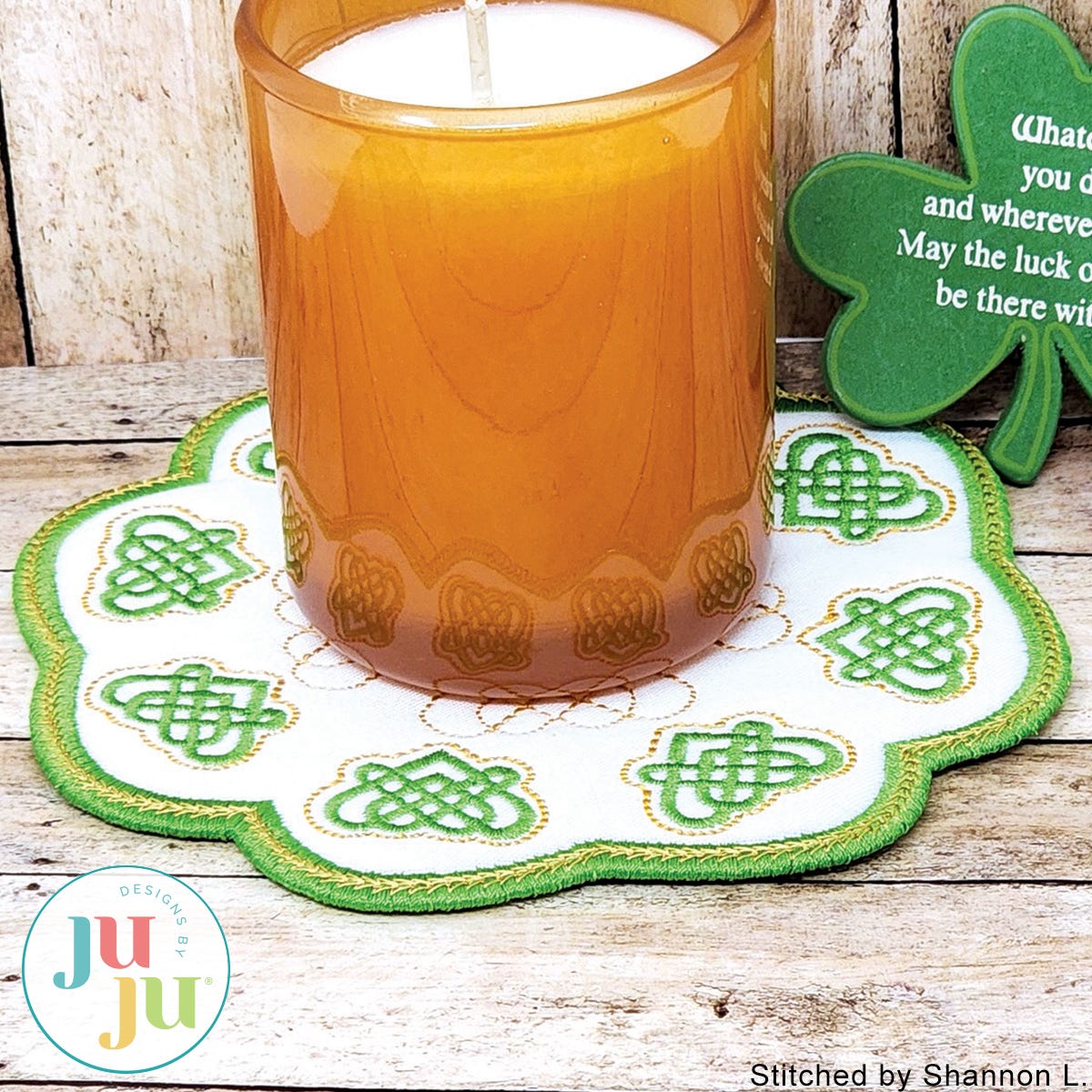 In The Hoop Celtic Candle Mat Project by Oma's Place | Machine Embroidery Designs by JuJu