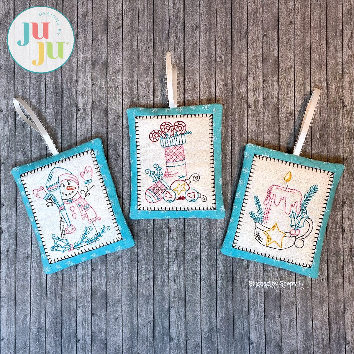  In The Hoop Christmas Sachets Project by Oma's Place | Machine Embroidery Designs by JuJu