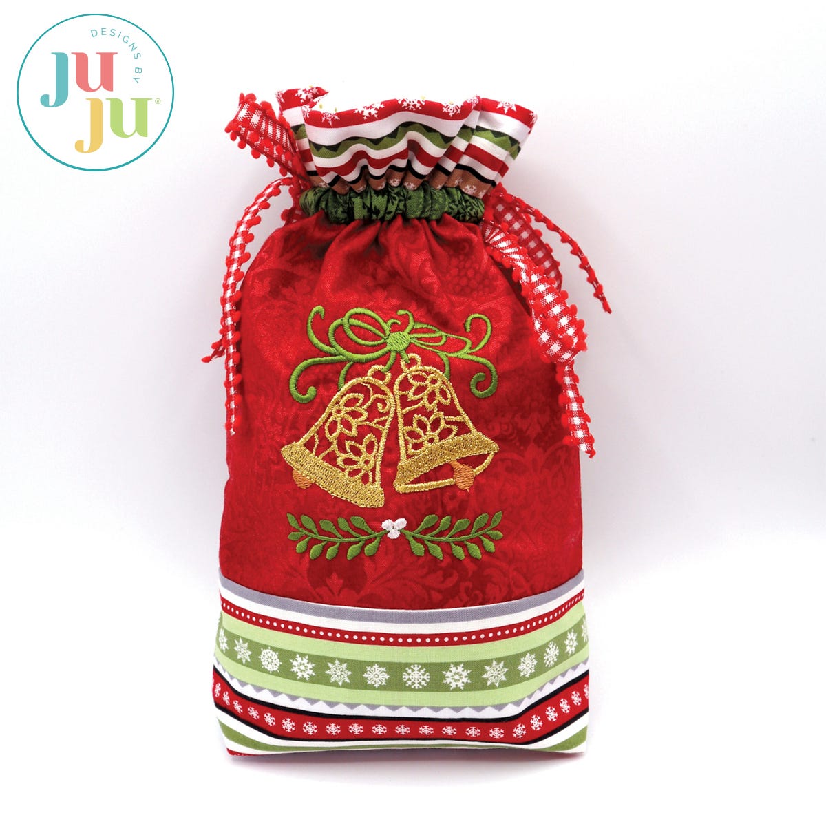  Christmas Drawstring Bags by Oma's Place | Machine Embroidery Designs by JuJu