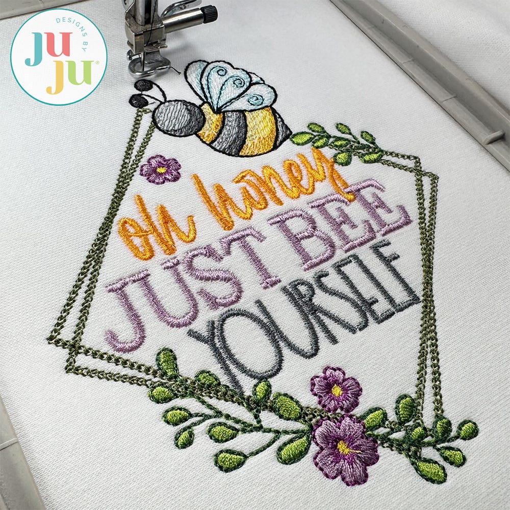 Bee Word Art 1 Embroidery Set | Machine Embroidery Designs by JuJu