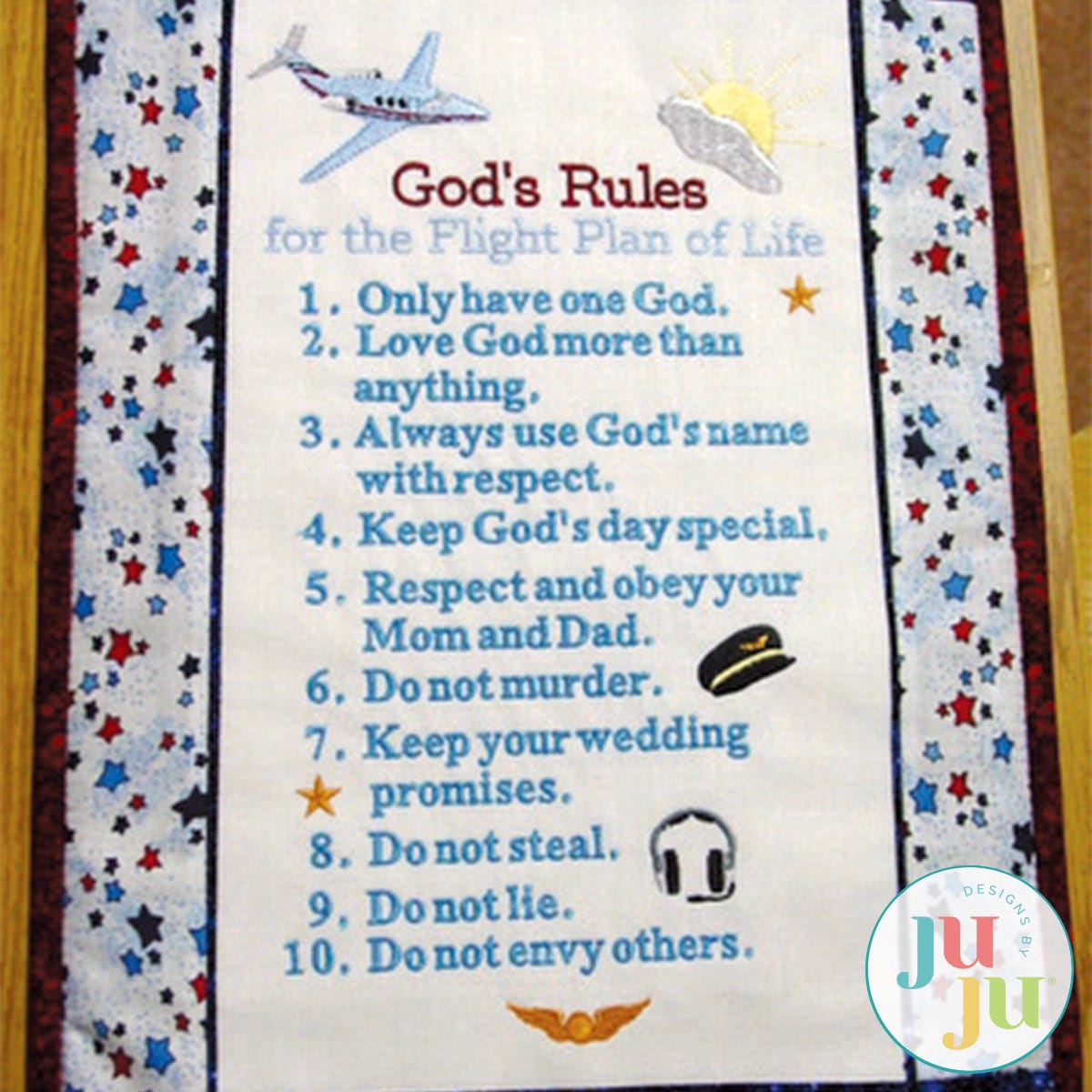 10 Commandments for Flight by Oma's Place | Machine Embroidery Designs by JuJu