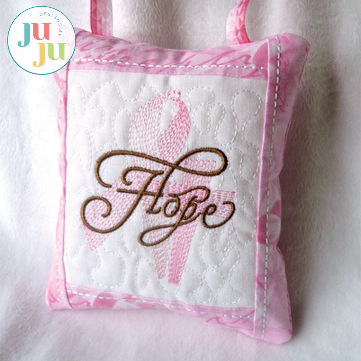 In The Hoop Awareness Pillow Project by Oma's Place | Machine Embroidery Designs by JuJu