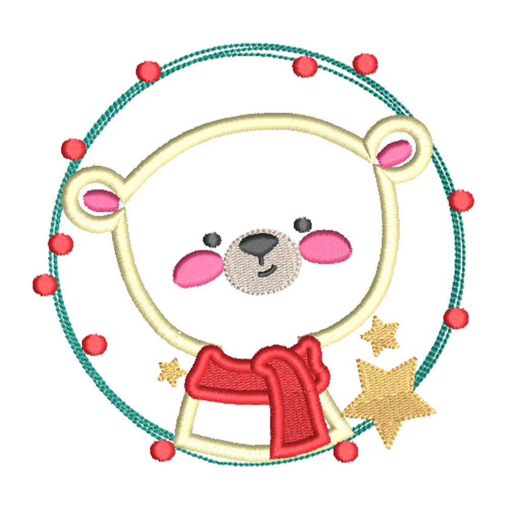 FREE Christmas Polar Bear Wreath Embroidery Design | Machine Embroidery Designs by JuJu