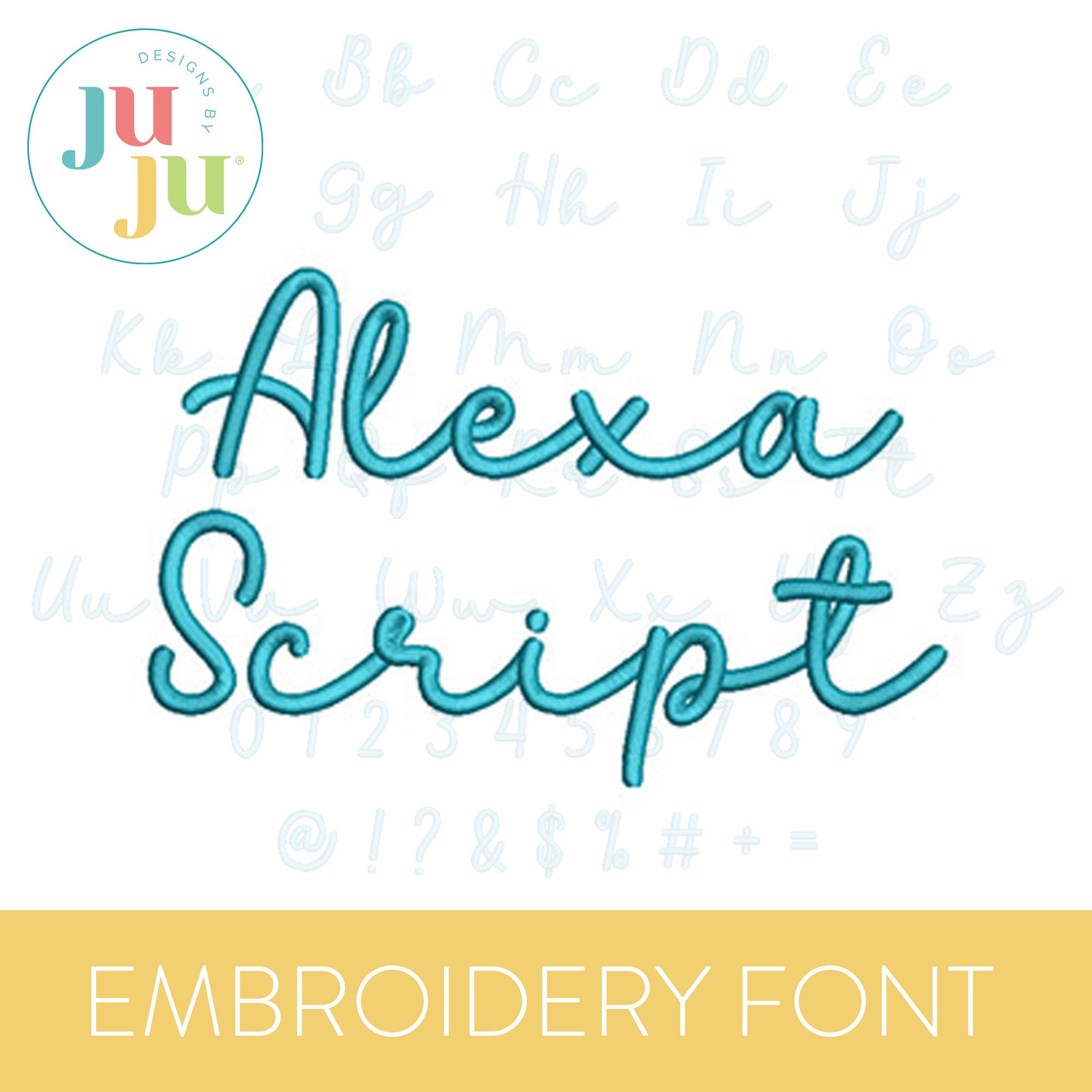                                 Alexa Script Embroidery Font | Machine Embroidery Designs by JuJu
                            