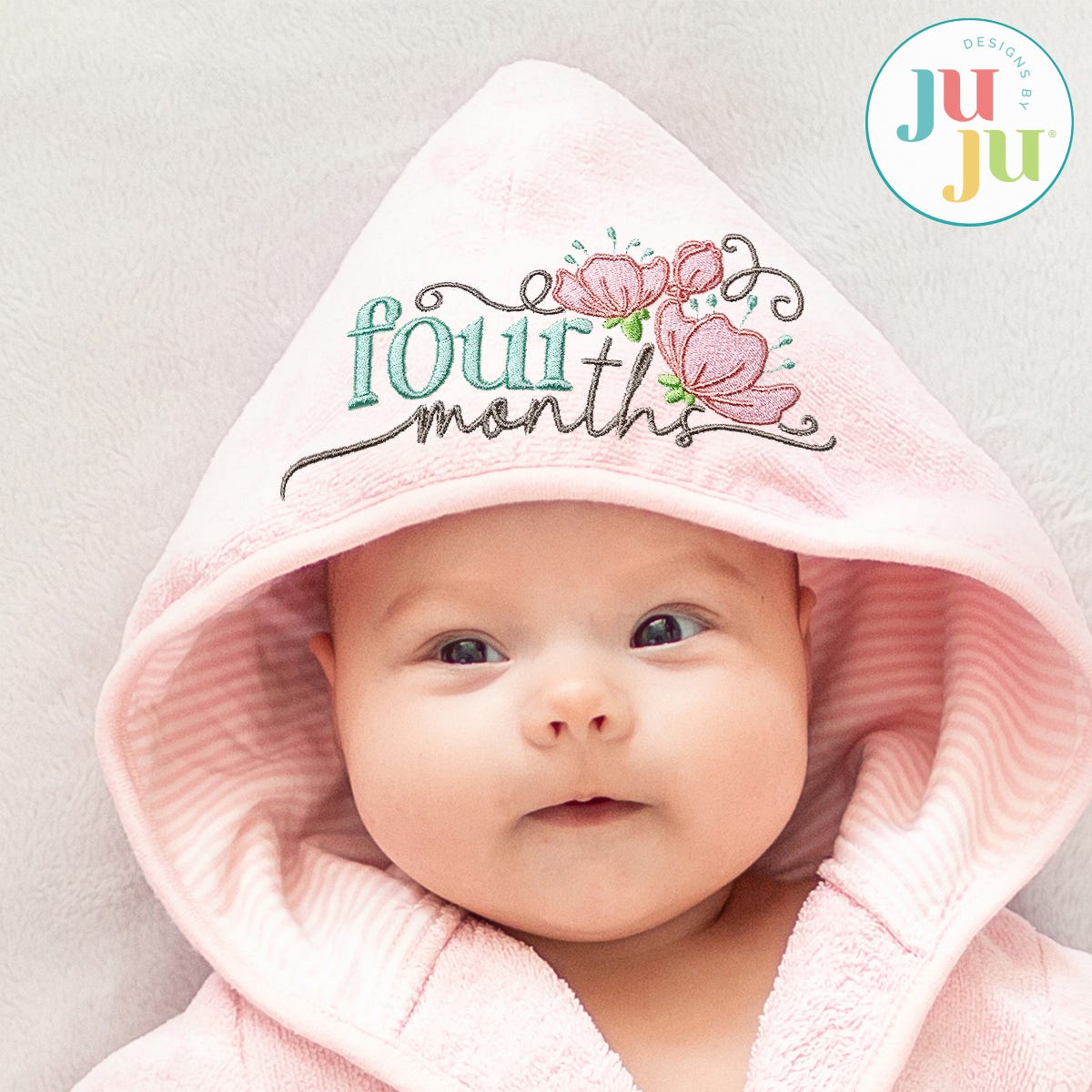 Floral Baby Milestones Embroidery Set | Machine Embroidery Designs by JuJu